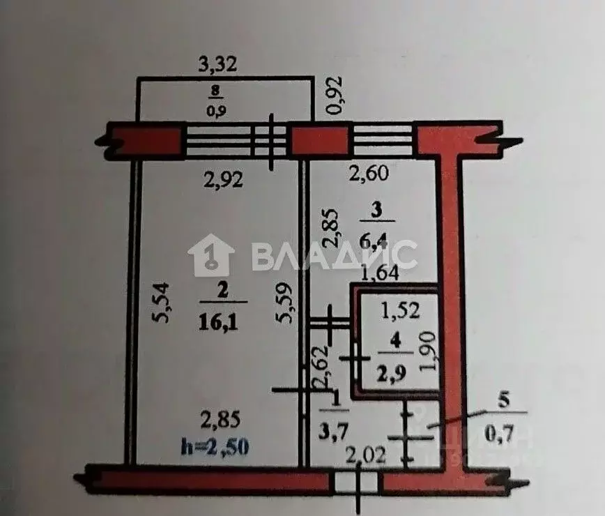 1-к кв. Башкортостан, Стерлитамак просп. Октября, 18 (30.7 м) - Фото 2