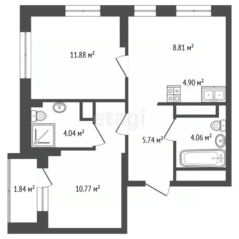 2-к кв. Тюменская область, Тюмень Полевая ул., 108 (50.2 м) - Фото 2