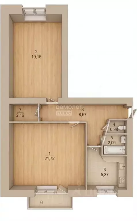 2-к кв. Ульяновская область, Ульяновск ул. Орджоникидзе, 1/88 (61.38 ... - Фото 2