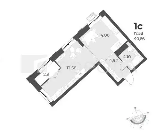 1-комнатная квартира: Новосибирск, улица Лобачевского, 51/1 (40.87 м) - Фото 0