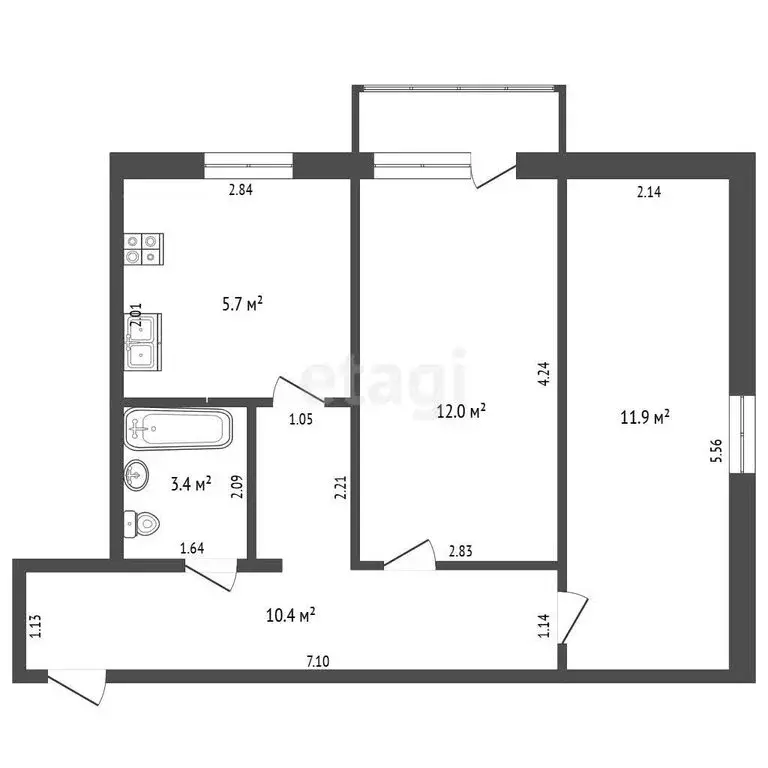 2-комнатная квартира: Севастополь, Брестская улица, 20 (44.2 м) - Фото 1