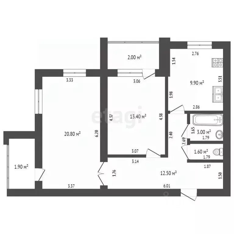 2-к кв. Мордовия, Саранск Республиканская ул., 141 (62.5 м) - Фото 2