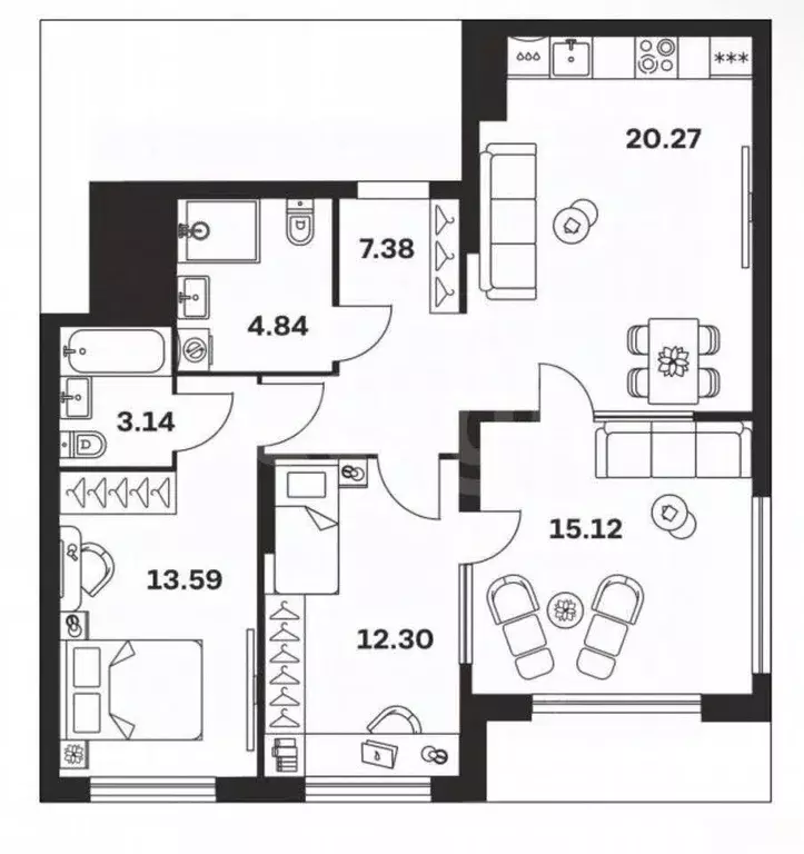3-к кв. Тульская область, Тула ул. Самоварная, 16 (76.6 м) - Фото 2