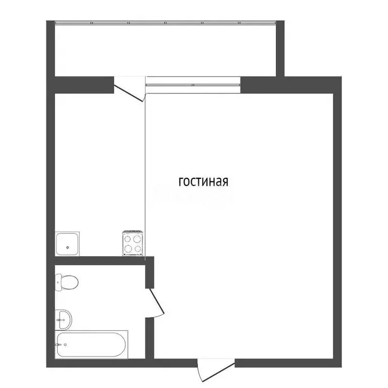 Квартира-студия: Тобольск, 15-й микрорайон, 33 (27 м) - Фото 1