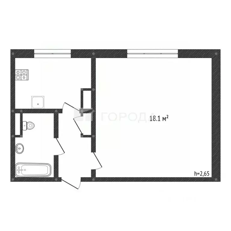 1-к кв. Кемеровская область, Новокузнецк ул. 13-й Микрорайон, 14 (35.7 ... - Фото 1