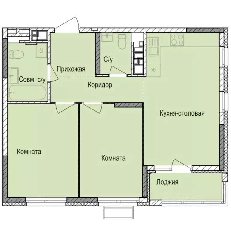 2-к кв. Удмуртия, Ижевск Автопроизводство жилрайон, Норвежский Лес ... - Фото 1