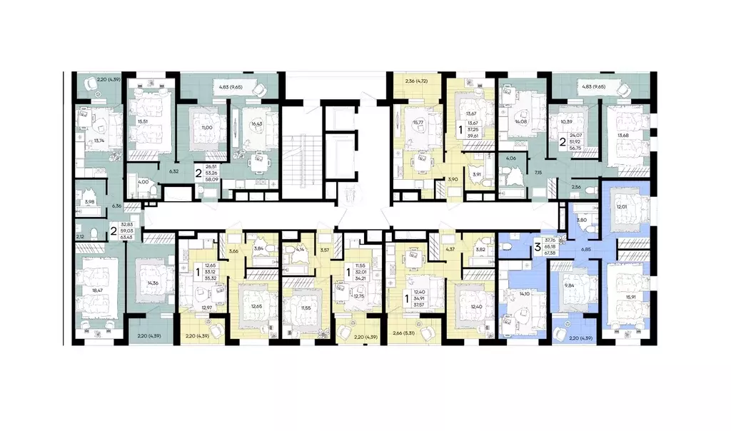 2-к кв. Краснодарский край, Краснодар Народные Кварталы жилой комплекс ... - Фото 2