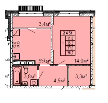 Продаётся 1-к квартира, 38.7 м - Фото 1