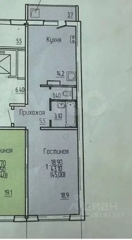 1-к кв. мордовия, саранск ул. 1-я набережная, 16 (45.0 м) - Фото 0