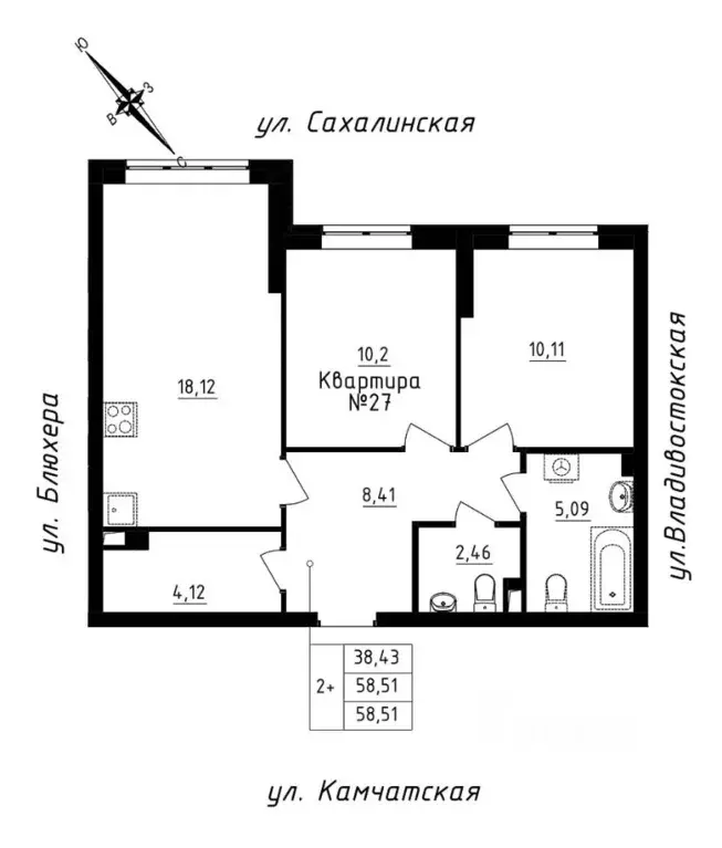 2-к кв. Свердловская область, Екатеринбург ул. Кронштадтская (58.51 м) - Фото 0