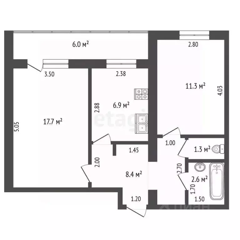 2-к кв. Мордовия, Саранск Республиканская ул., 22А (48.2 м) - Фото 2
