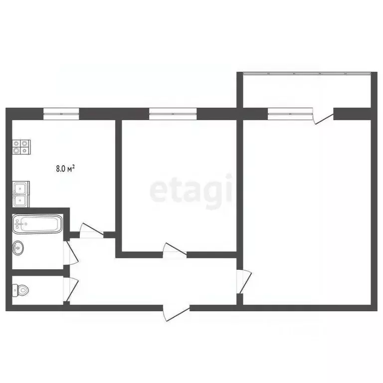 2-к кв. Челябинская область, Челябинск Салютная ул., 2 (46.2 м) - Фото 2