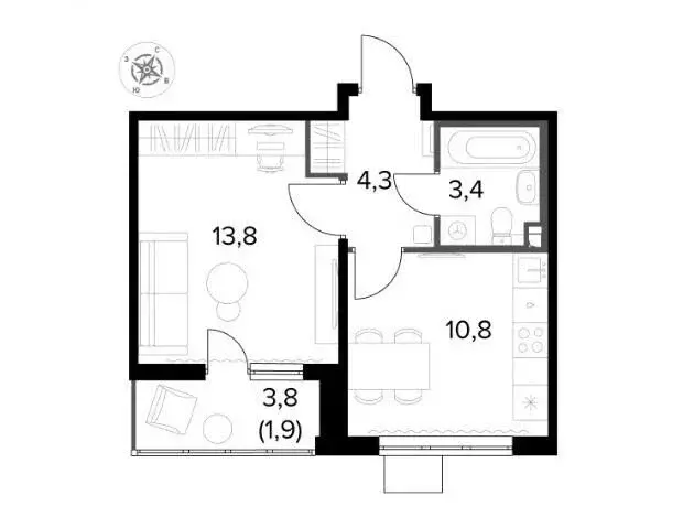 1-комнатная квартира: Ленинский городской округ, деревня Сапроново, ЖК ... - Фото 1