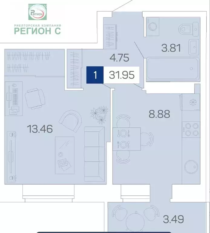 1-комнатная квартира: Архангельск, Ленинградский проспект, 40к1 (32 м) - Фото 1