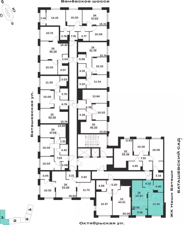 1-к кв. Тульская область, Тула ул. Самоварная, 21/1 (42.94 м) - Фото 2