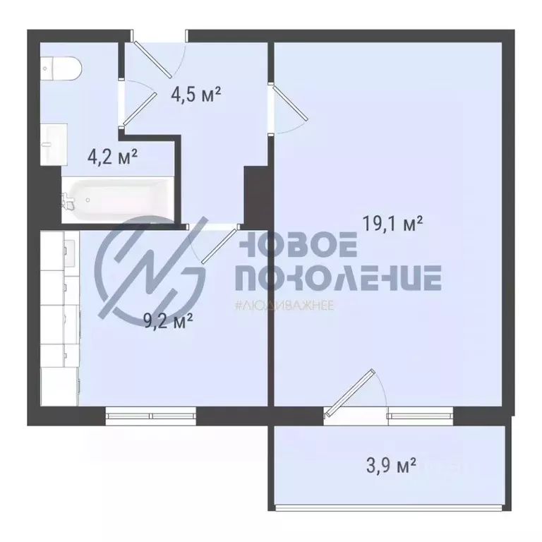 1-к кв. Омская область, Омск пос. Биофабрика, 18к1 (37.1 м) - Фото 0