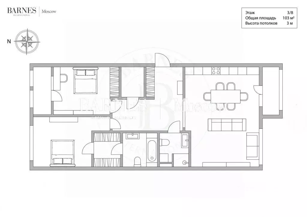 2-к кв. Санкт-Петербург Петровский просп., 22 (103.0 м) - Фото 2