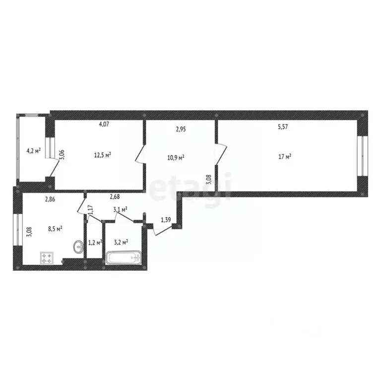 2-к кв. Башкортостан, Уфа ул. Академика Королева, 2/1 (58.5 м) - Фото 2