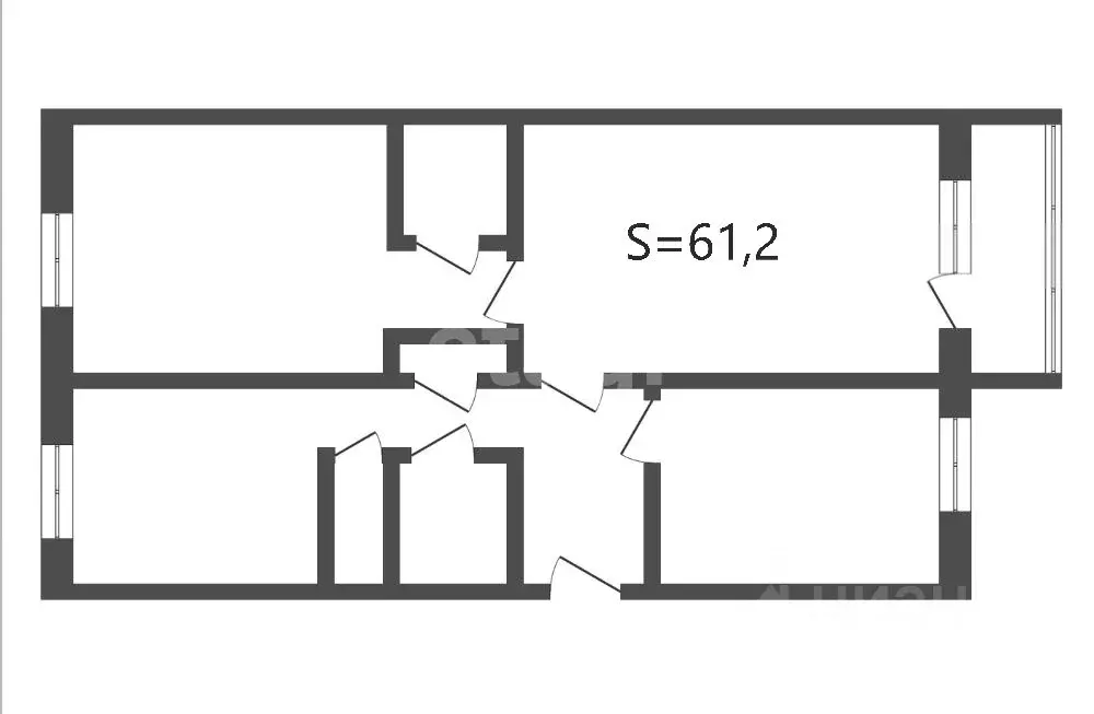 3-к кв. Брянская область, Дятьково 13-й мкр, 16 (61.2 м) - Фото 2
