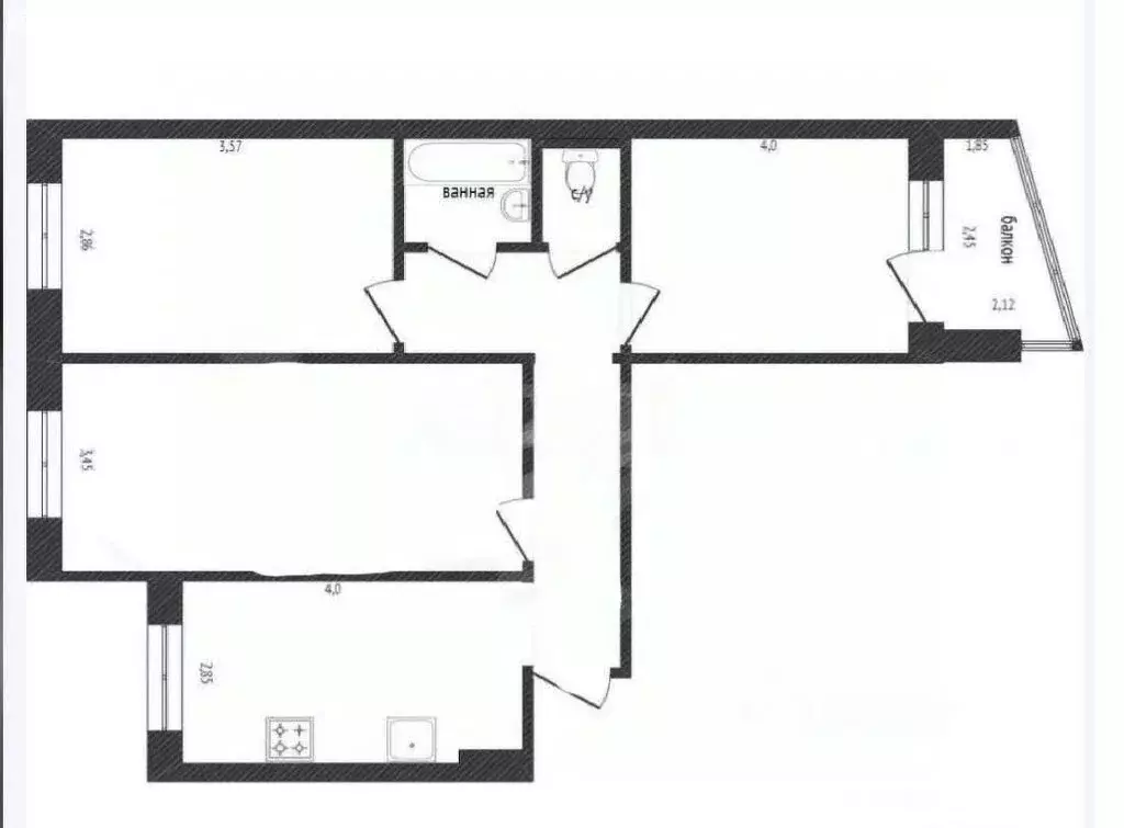 3-комнатная квартира: Казань, Ломжинская улица, 14 (61.6 м) - Фото 1