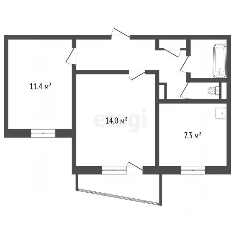 2-к кв. Челябинская область, Озерск Строительная ул., 56 (44.5 м) - Фото 2