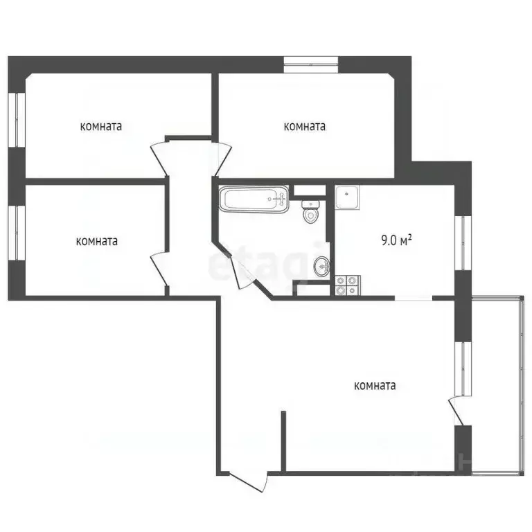 4-к кв. Тюменская область, Тобольск 9-й мкр, 27 (80.0 м) - Фото 1