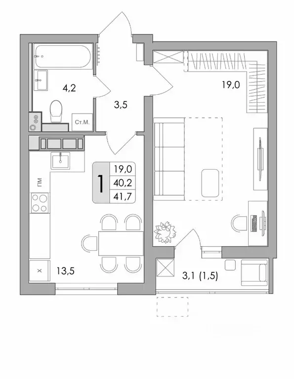 1-к кв. Воронежская область, Воронеж ул. Шишкова, 140Б/16 (41.7 м) - Фото 0