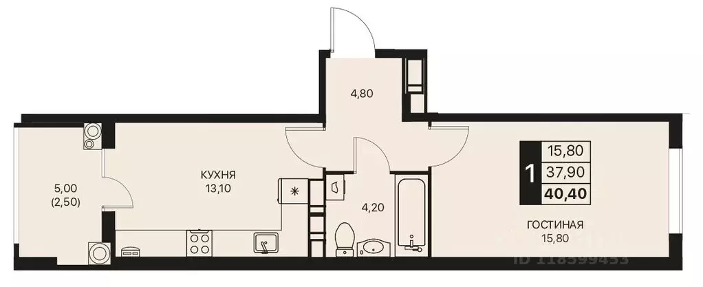 1-к кв. Ростовская область, Ростов-на-Дону Эстет жилой комплекс (40.4 ... - Фото 0