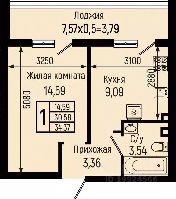 1-к кв. Краснодарский край, Туапсинский муниципальный округ, с. Небуг ... - Фото 0