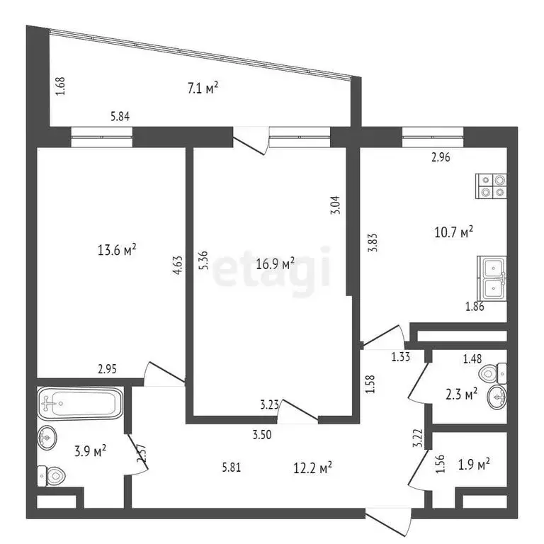 2-комнатная квартира: Ижевск, улица Орджоникидзе, 67 (62 м) - Фото 1