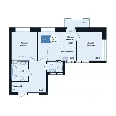 3-к кв. Новосибирская область, Новосибирск ул. Титова, 48 (54.82 м) - Фото 1