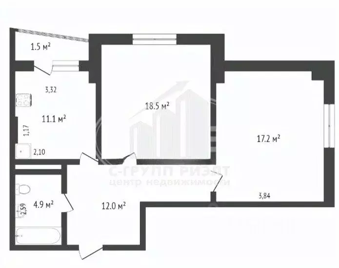 2-к кв. Калининградская область, Калининград Орудийная ул., 20В (63.7 ... - Фото 2