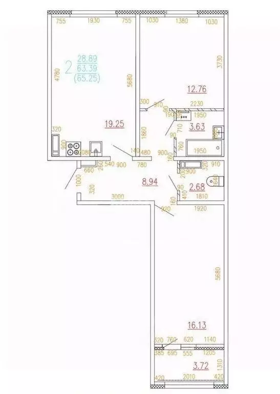 2-к кв. Курская область, Курск ул. Энгельса, 115А/3 (63.3 м) - Фото 2
