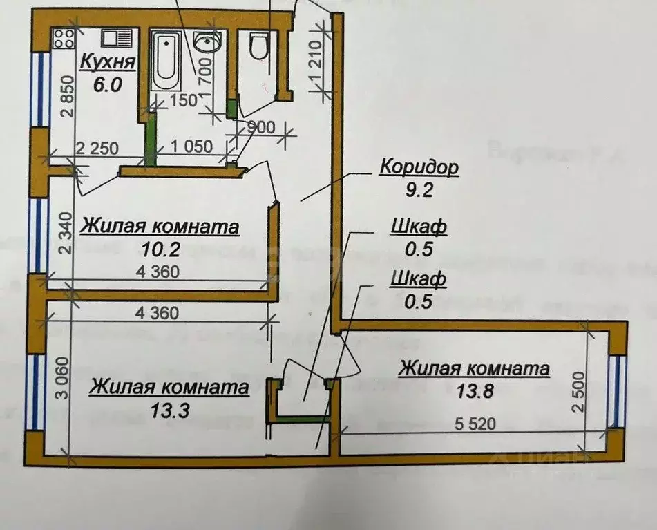 3-к кв. Ставропольский край, Ставрополь ул. Чапаева, 17А (58.3 м) - Фото 2