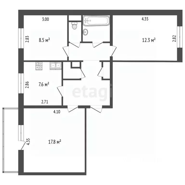 3-к кв. Челябинская область, Челябинск Солнечная ул., 72 (61.3 м) - Фото 0