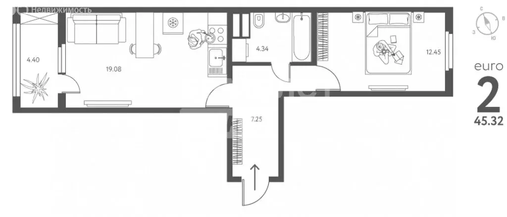 1-комнатная квартира: Липецк, улица Перова, 2Д (45.32 м) - Фото 1
