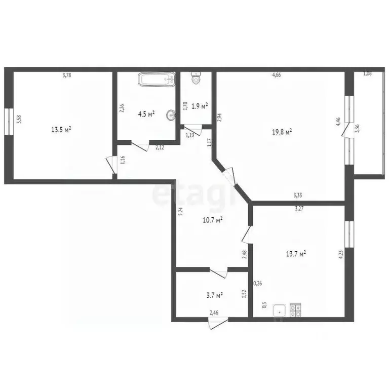 2-к кв. Брянская область, Брянск ул. 3 Июля, 25 (72.1 м) - Фото 1