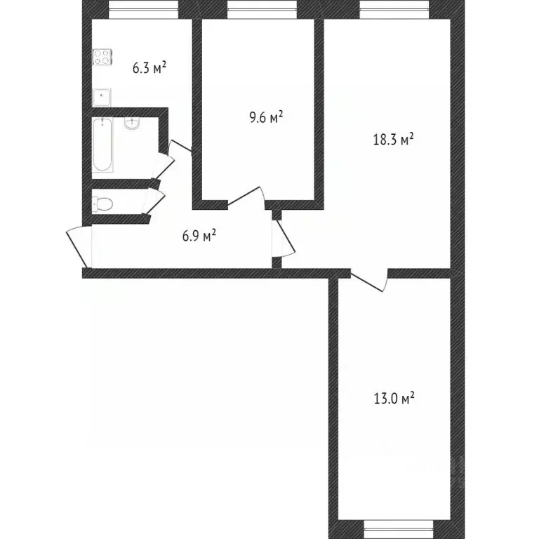 3-к кв. Карелия, Петрозаводск Машезерская ул., 31А (59.5 м) - Фото 1