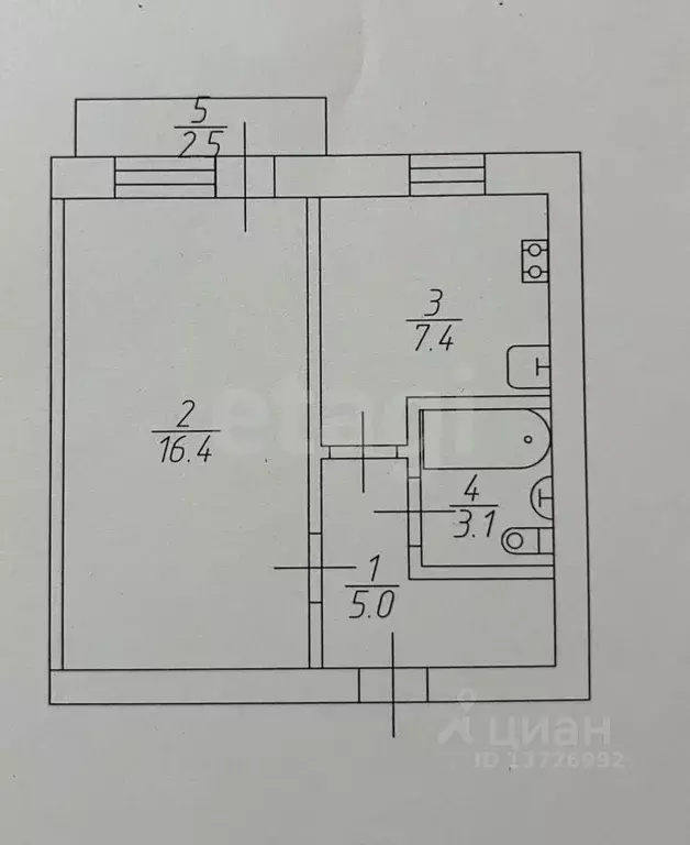 1-к кв. Саратовская область, Энгельс 1-й мкр, 13 (31.9 м) - Фото 2
