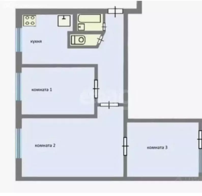 3-комнатная квартира: Казань, улица Гарифьянова, 40 (58.7 м) - Фото 1