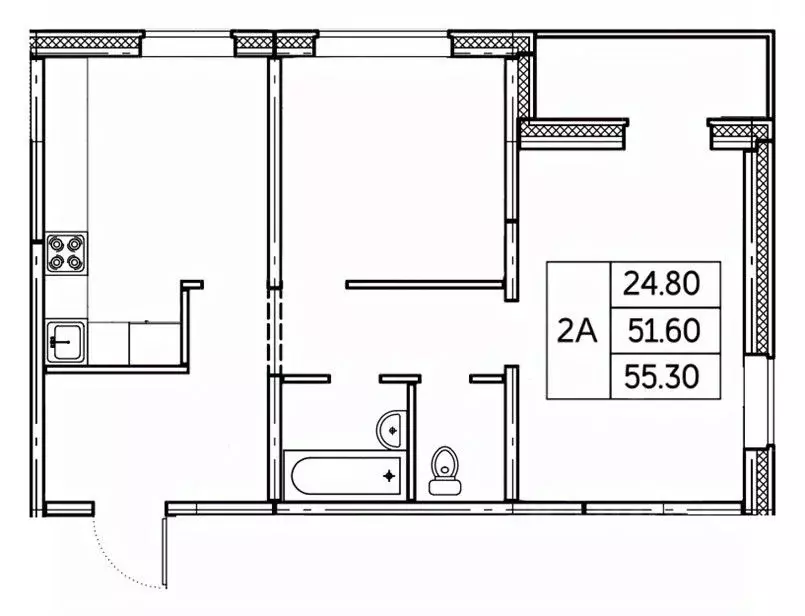 2-к кв. Чувашия, Чебоксары ул. П.В. Дементьева, поз1 (55.3 м) - Фото 0