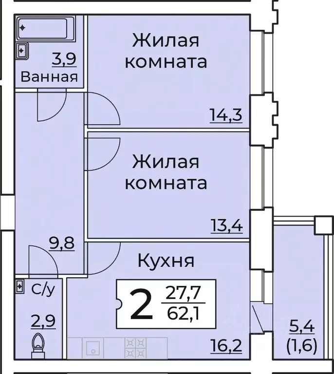 2-к кв. Чувашия, Чебоксары ул. Пирогова, 10А (63.22 м) - Фото 0