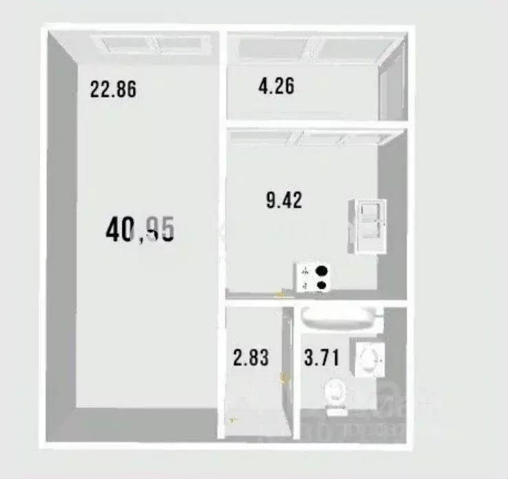 1-к кв. Татарстан, Казань Светлая Долина жилой комплекс, 11к4 (41.0 м) - Фото 2