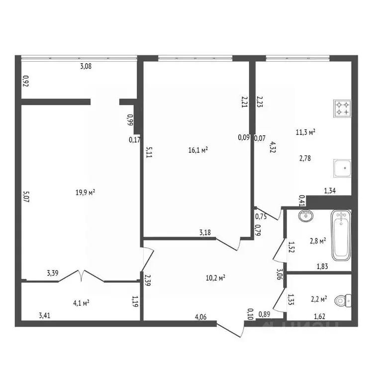 2-к кв. Башкортостан, Уфа ул. Генерала Рыленко, 8 (65.6 м) - Фото 2