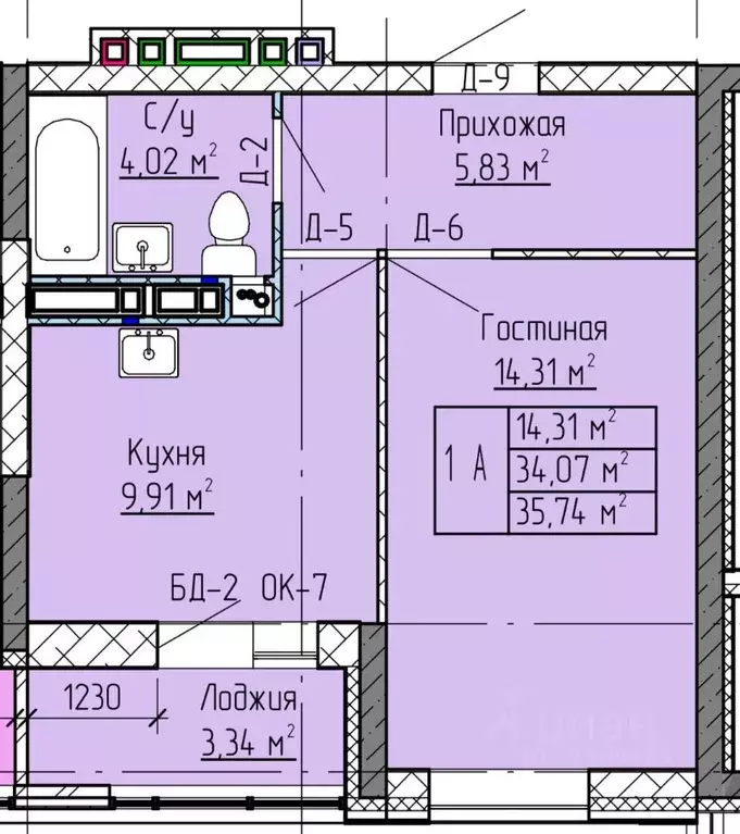 1-к кв. Татарстан, Нижнекамск ул. Баки Урманче, 12 (35.74 м) - Фото 1