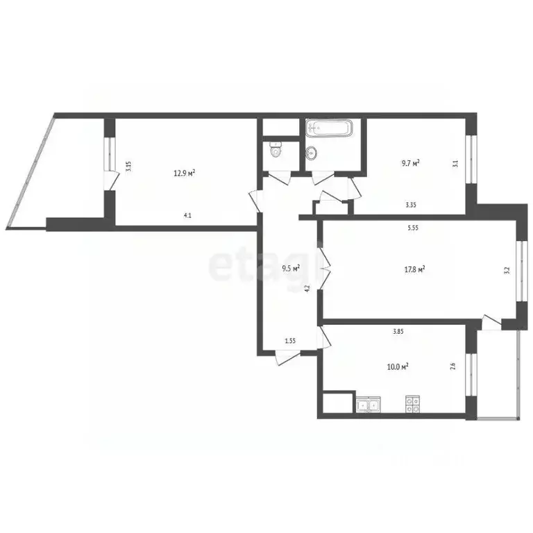 3-к кв. Крым, Симферополь ул. Дружбы (63.9 м) - Фото 1