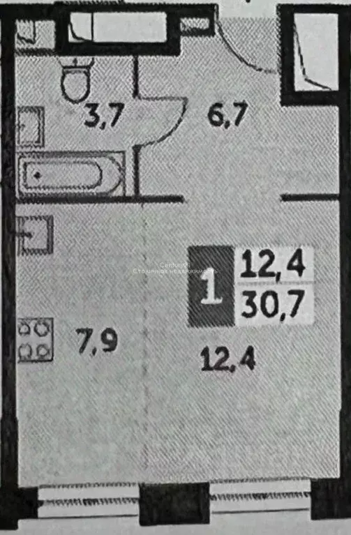 Студия Москва Шелепихинская наб., 40к3 (30.7 м) - Фото 2
