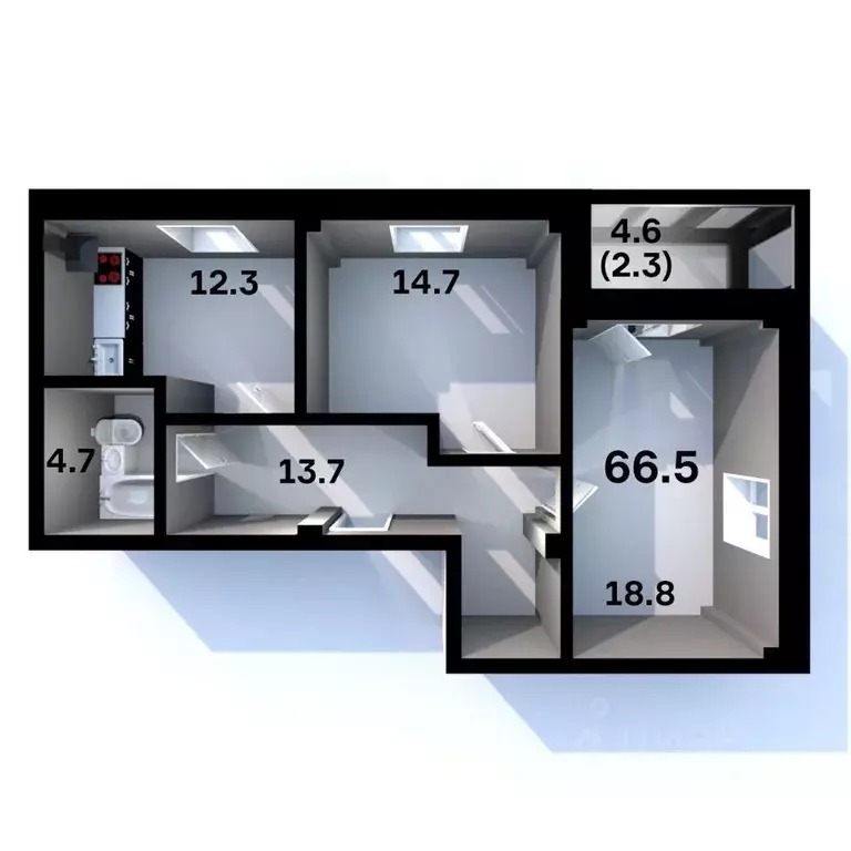 2-к кв. Псковская область, Псков Пароменская ул., 28 (66.5 м) - Фото 1