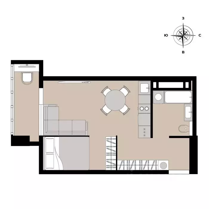 1-к кв. Приморский край, Владивосток Енисейская ул. (31.12 м) - Фото 2