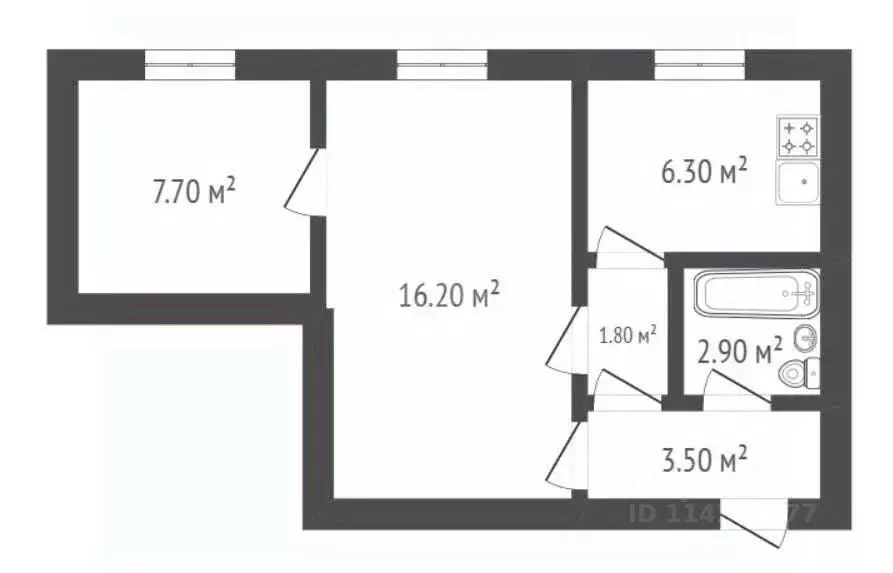 2-к кв. Воронежская область, Борисоглебск ул. Королева, 13 (38.4 м) - Фото 2